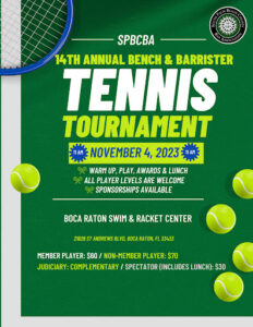 South Palm Beach County Bar Association 2023 Annual Bench & Barrister Tennis Tournament