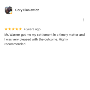 Google review from Cory Blusiewicz